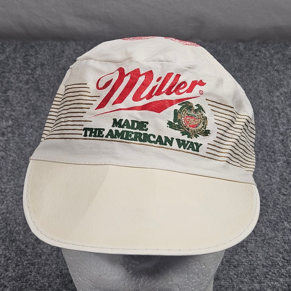 Vintage Miller Beer Painter Hat‎ White Made The American Way Cap Brewery Promo